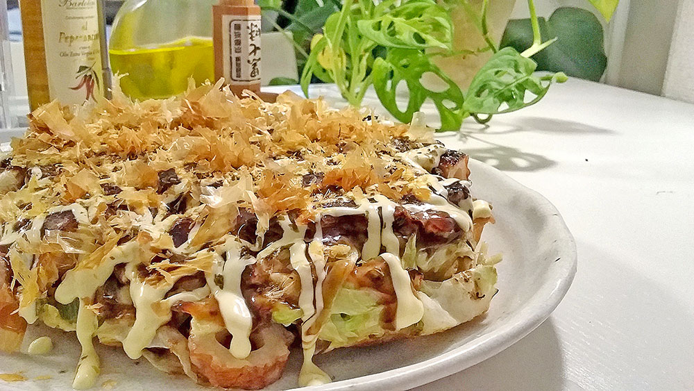 竹輪が決めて！牡蠣のお好み焼き
